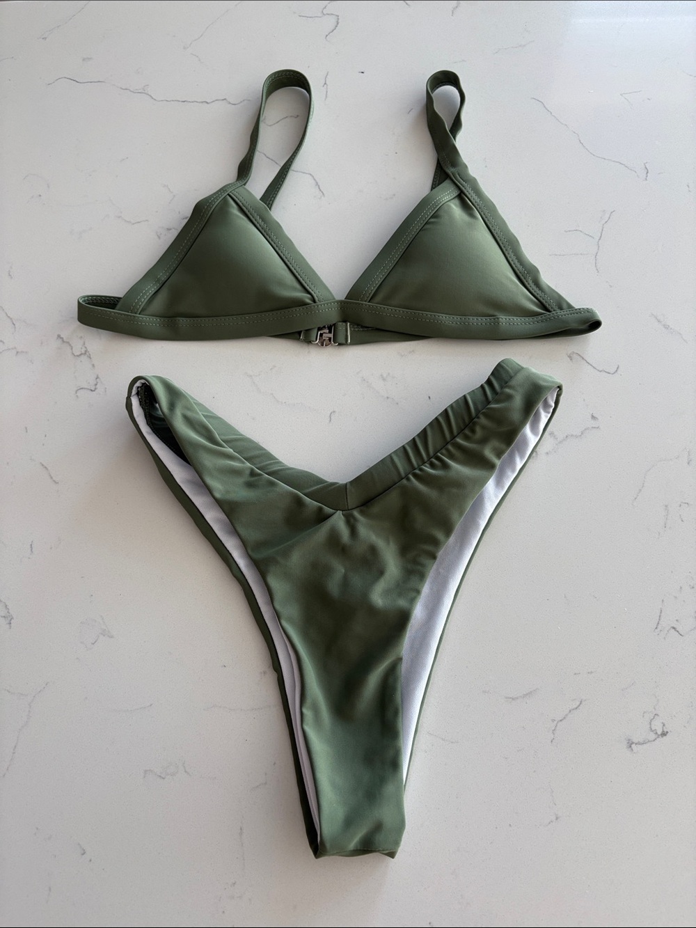 SHEIN Olive Green Triangle Bikini Set